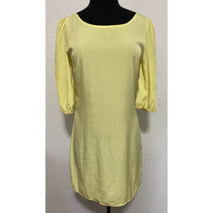 Maude Dress Womens Small (4/6) Yellow Sheer Lined Balloon Sleeves Office Dress
